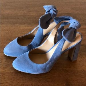 Blue Closed Toe Sling-back Pumps
